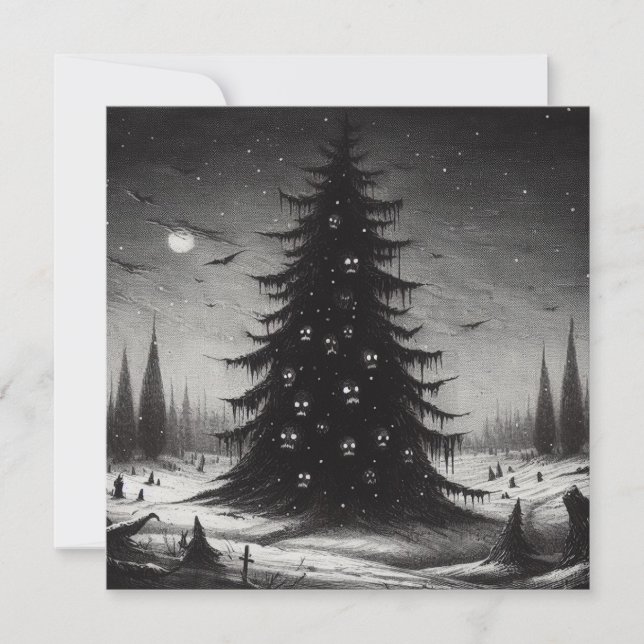 Skrämmande skräckjulgran Goth jul Julkort (Framsida)