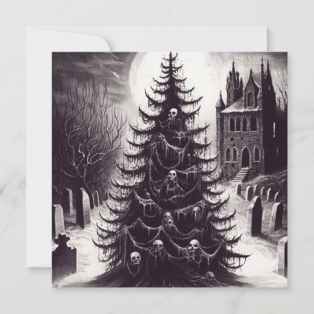 Skrämmande skräckjulgran Goth Xmas Julkort (Framsida)