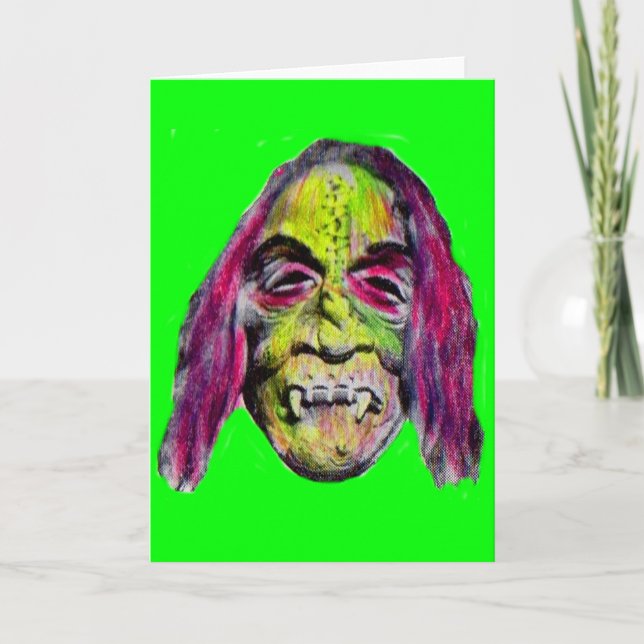 skrämmande skräckmonster porträtt kort (Framsida)