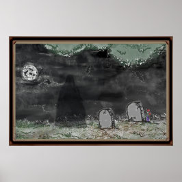 Skrämmande skuggfoto Horisontell inramad affisch