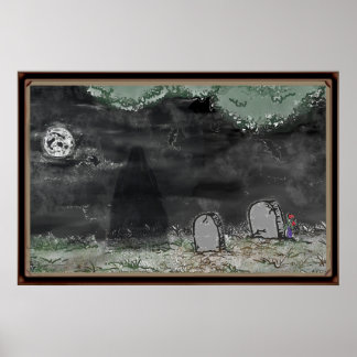 Skrämmande skuggfoto Horisontell inramad affisch