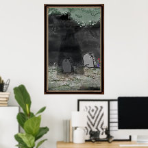 Skrämmande skuggfoto inramad affisch