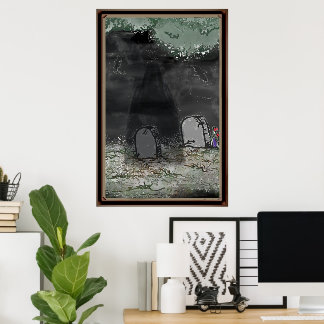 Skrämmande skuggfoto inramad affisch
