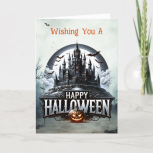 Skrämmande slott Halloween Helgkort