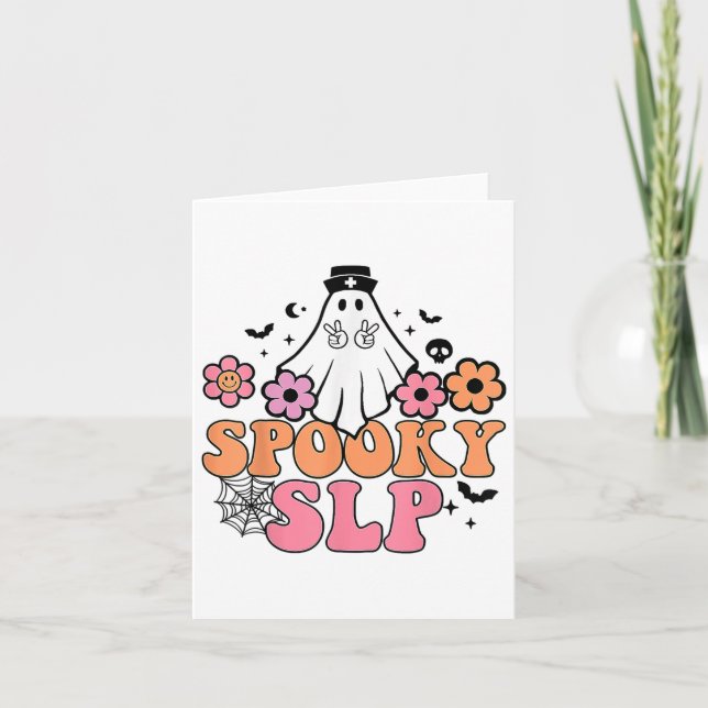 Skrämmande Slp Logoped Söt Ghost  Kort (Framsida)