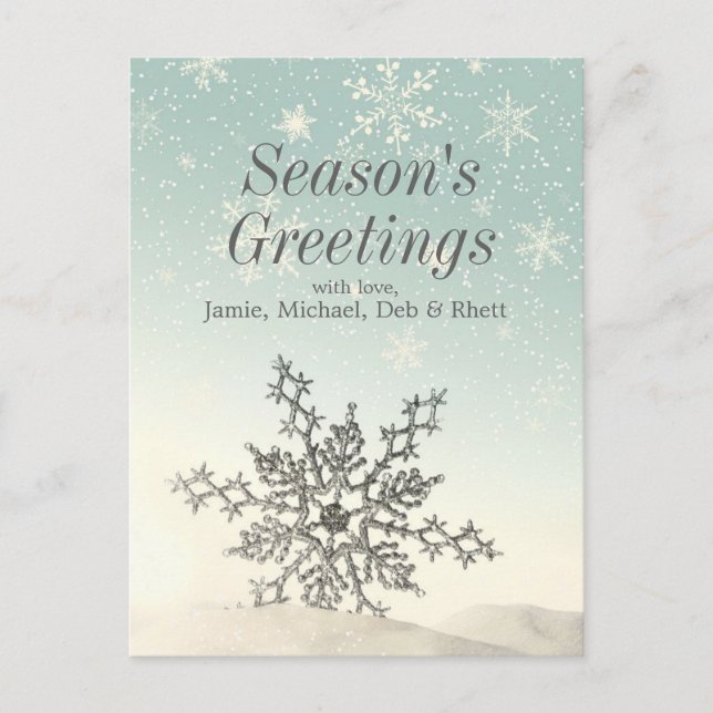 Skrämmande snöflummel i snö vykort (Framsida)