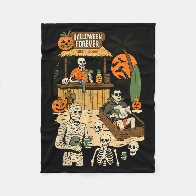 Skrämmande sommar Halloween Retro sommar horror Fleecefilt (Framsidan)