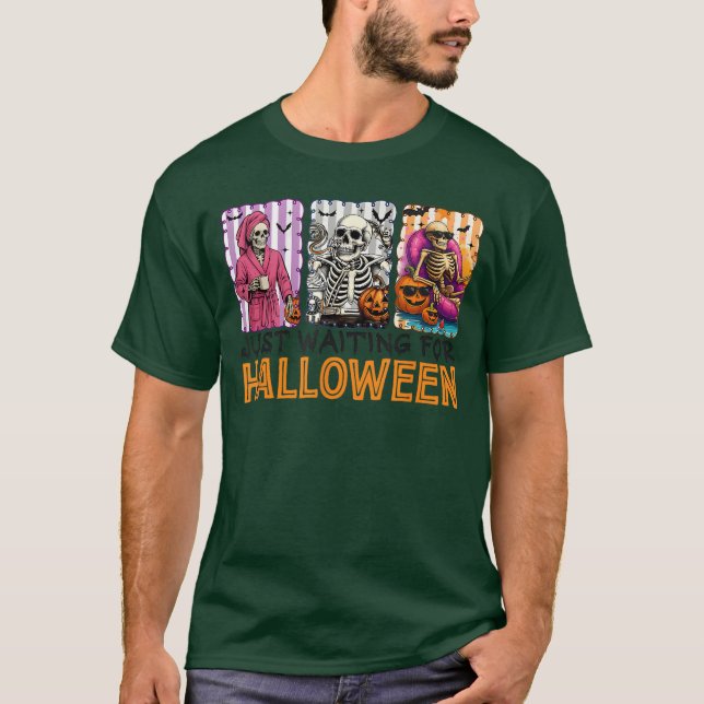 Skrämmande sommar skelett som bara väntar på Hallo T Shirt (Framsida)