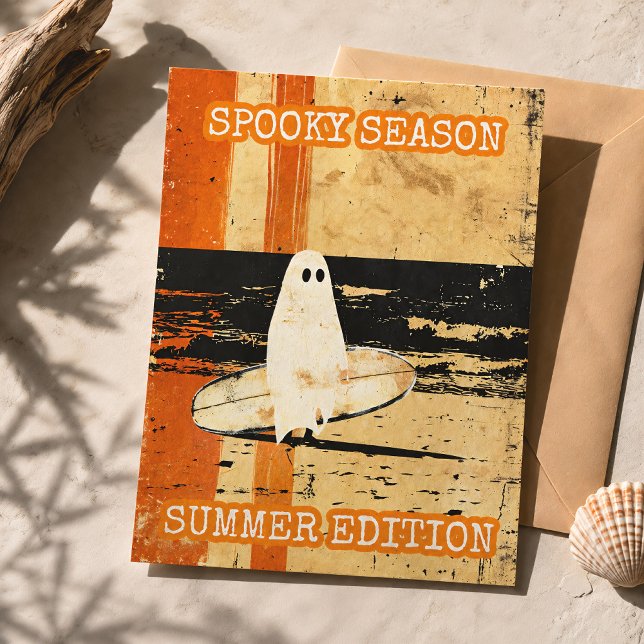 Skrämmande sommar spök surfing retro strand vykort (Skapare uppladdad)