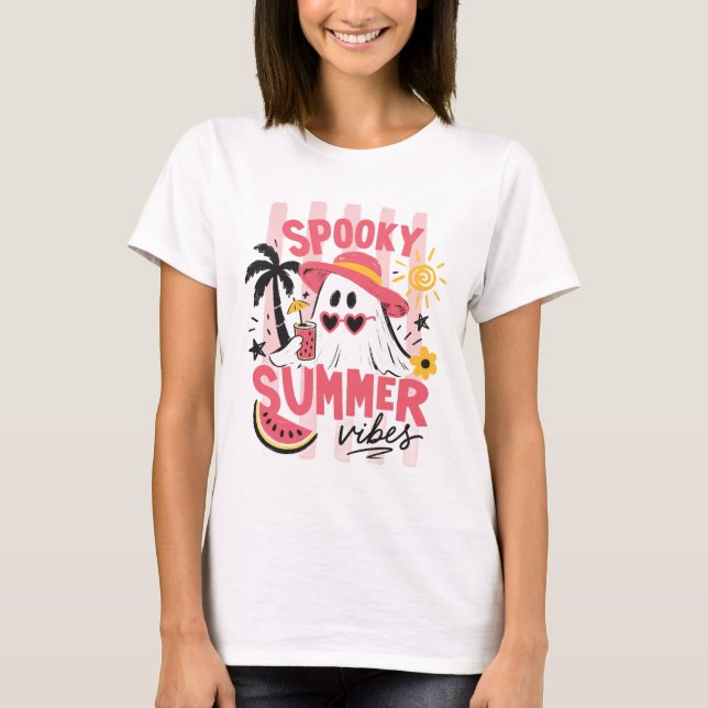 Skrämmande sommarvibbar spöke med solglasögon t shirt (Framsida)