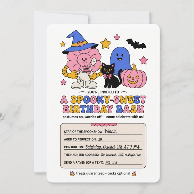 Skrämmande söß Halloween födelsedagsinbjudan Inbjudningar (Framsida)
