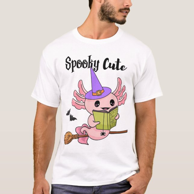 Skrämmande söt Axolotl Halloween T Shirt (Framsida)