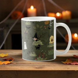 Skrämmande-söt fantasifull spökskog Halloween Kaffemugg