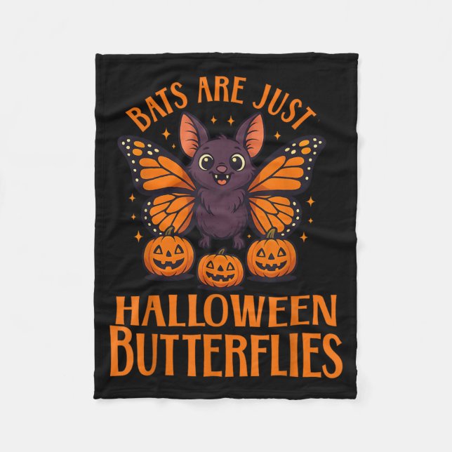Skrämmande söt fladdermus Halloween fjäril med pum Fleecefilt (Framsidan)