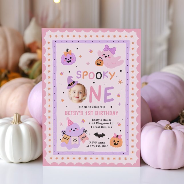 Skrämmande söt Halloween-ande 1-års födelsedag Inbjudningar (Skapare uppladdad)