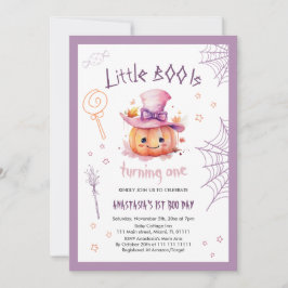 Skrämmande söt Halloween-bebis Tjejens 1-årsdag Inbjudningar