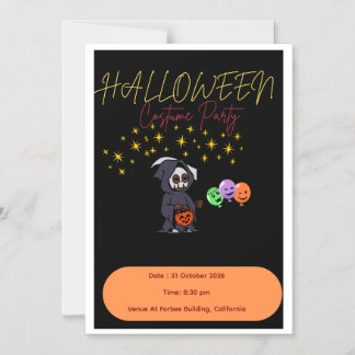 Skrämmande söt Halloween-fest-inbjudan - Redigerba Magnetisk Inbjudningskort