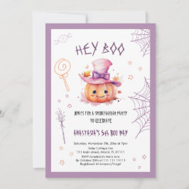 Skrämmande söt Halloween-flicka 5-årsdag Inbjudningar