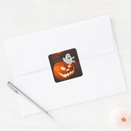 Skrämmande söt Halloween-ghost Fyrkantigt Klistermärke