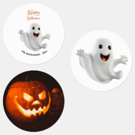 Skrämmande söt Halloween-ghost Klistermärke