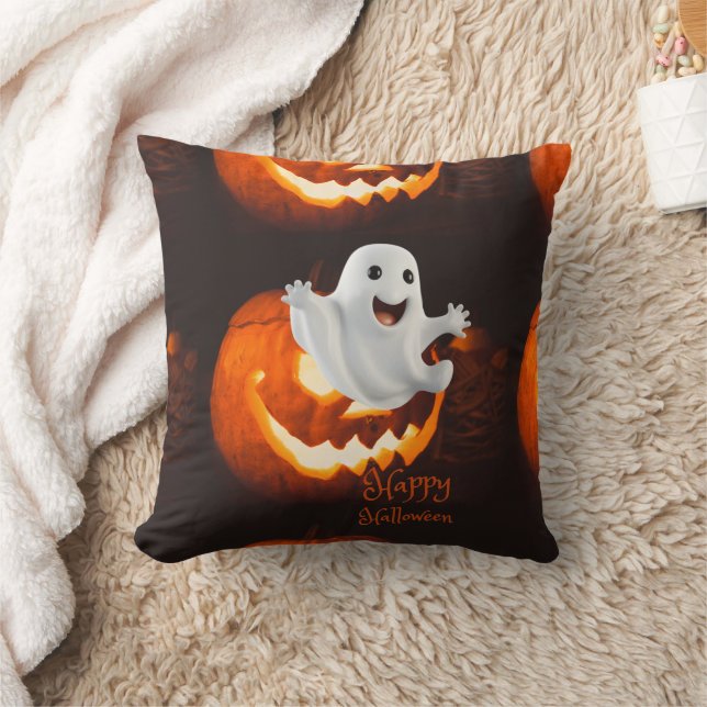 Skrämmande söt Halloween-ghost Kudde (Filt)
