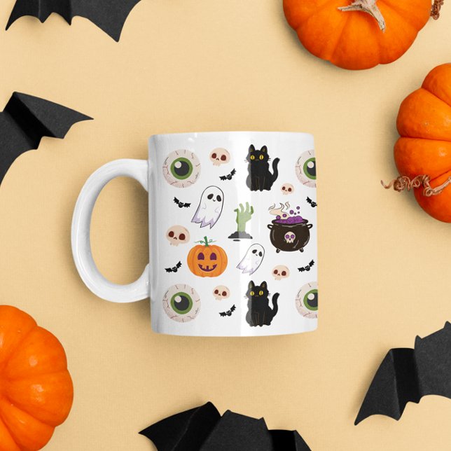 Skrämmande söt Halloween-mönster  Kaffemugg (Skapare uppladdad)