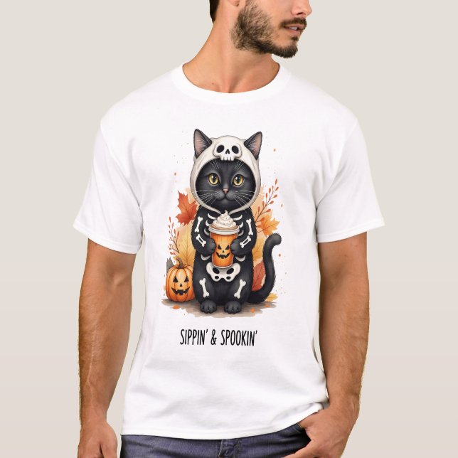 Skrämmande söt katt Halloween T Shirt (Framsida)