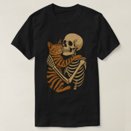 Skrämmande söt katt – skelett som kramar kitty-kon t shirt