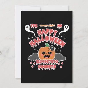 Skrämmande söt Kawaii Halloween-spökbräda  Julkort