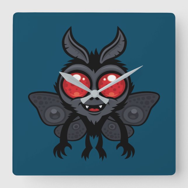 Skrämmande söt kryptid Mothman-monster Fyrkantig Klocka (Framsida)