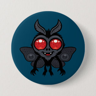 Skrämmande söt kryptid Mothman-monster Knapp