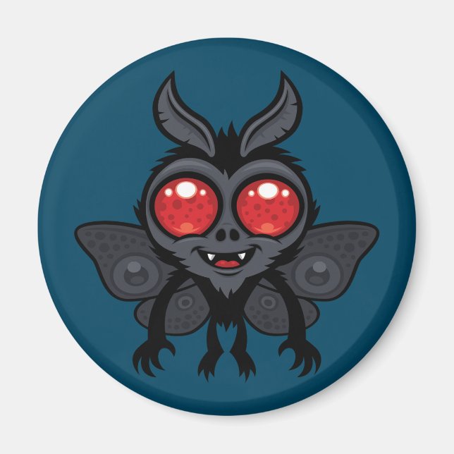 Skrämmande söt kryptid Mothman-monster Magnet (Framsidan)