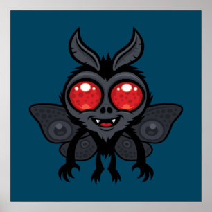Skrämmande söt kryptid Mothman-monster Poster