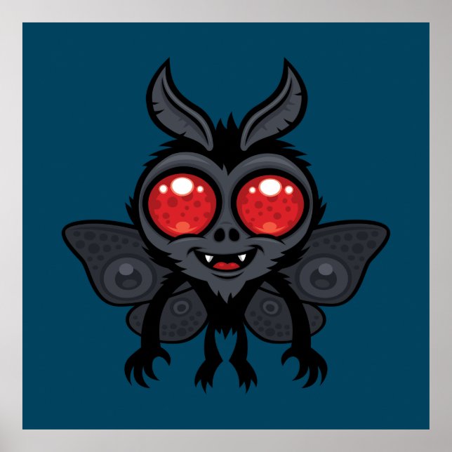 Skrämmande söt kryptid Mothman-monster Poster (Framsidan)