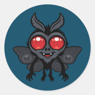 Skrämmande söt kryptid Mothman-monster Runt Klistermärke