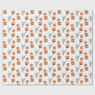 Skrämmande söt liten fladdermus Halloween-presentp Presentpapper