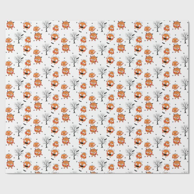 Skrämmande söt liten fladdermus Halloween-presentp Presentpapper (Platt)