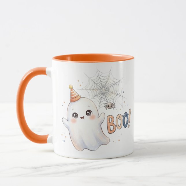 Skrämmande söt liten spöke. Boo! Mugg (Vänster)