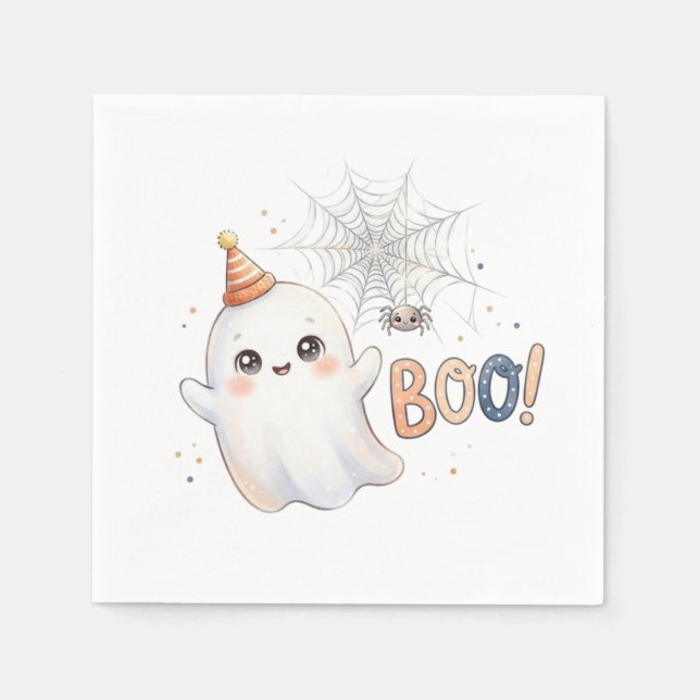 Skrämmande söt liten spöke. Boo! Pappersservett (Framsidan)