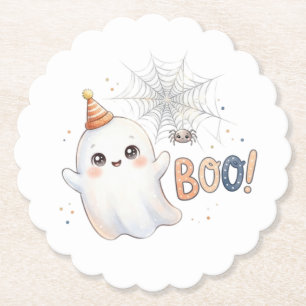 Skrämmande söt liten spöke. Boo! Underlägg Papper