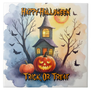 Skrämmande söt modern Halloween-samling Kakelplatta
