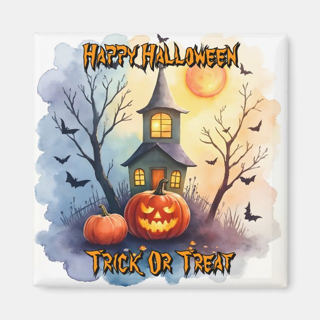 Skrämmande söt modern Halloween-samling Magnet (Framsidan)