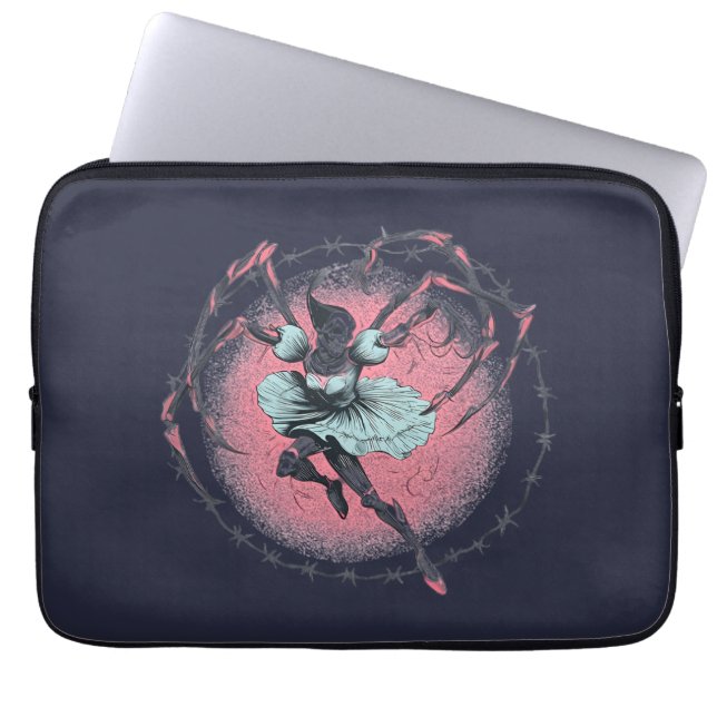 Skrämmande söt skelettballerina laptopsleeve laptop fodral (Framsidan)