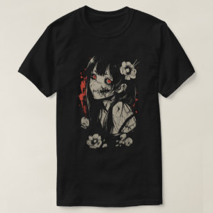 Skrämmande söt skräck anime flicka gotisk konst t shirt
