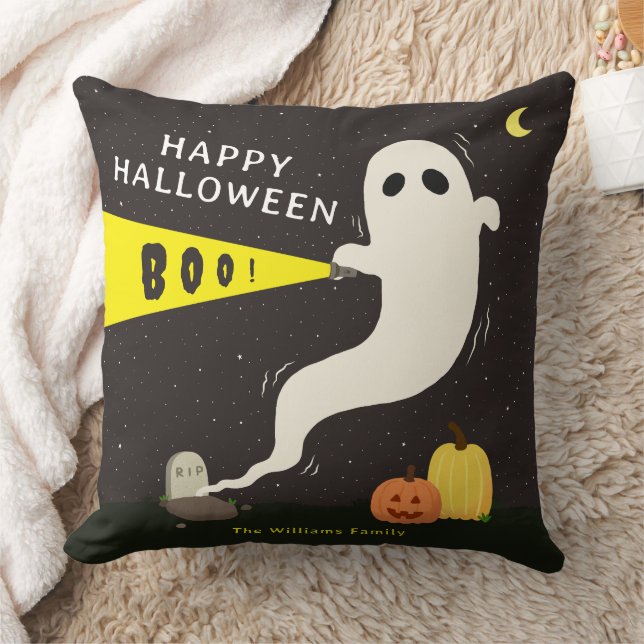 Skrämmande söt spök Halloween-personlig Kudde (Filt)