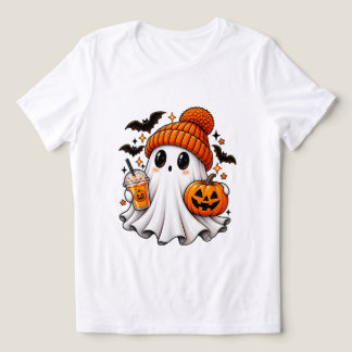 Skrämmande söt spökpumpa kryddlad latte Halloween T Shirt