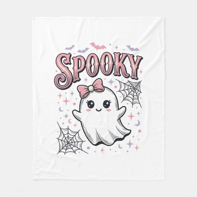 Skrämmande söt spökvintage Halloween-tröja design_ Fleecefilt (Framsidan)