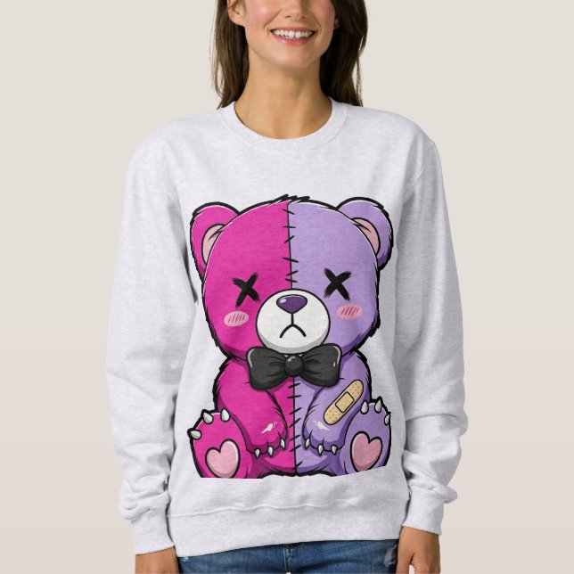 Skrämmande söt tudelad nalle t shirt (Framsida)