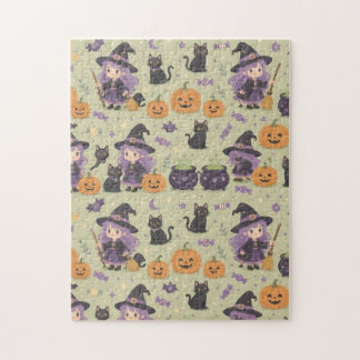 Skrämmande söta Halloween-häxor Pussel