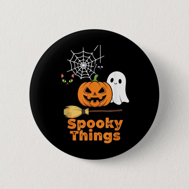 Skrämmande söta Halloween-pumpa spöke svart Knapp (Framsida)